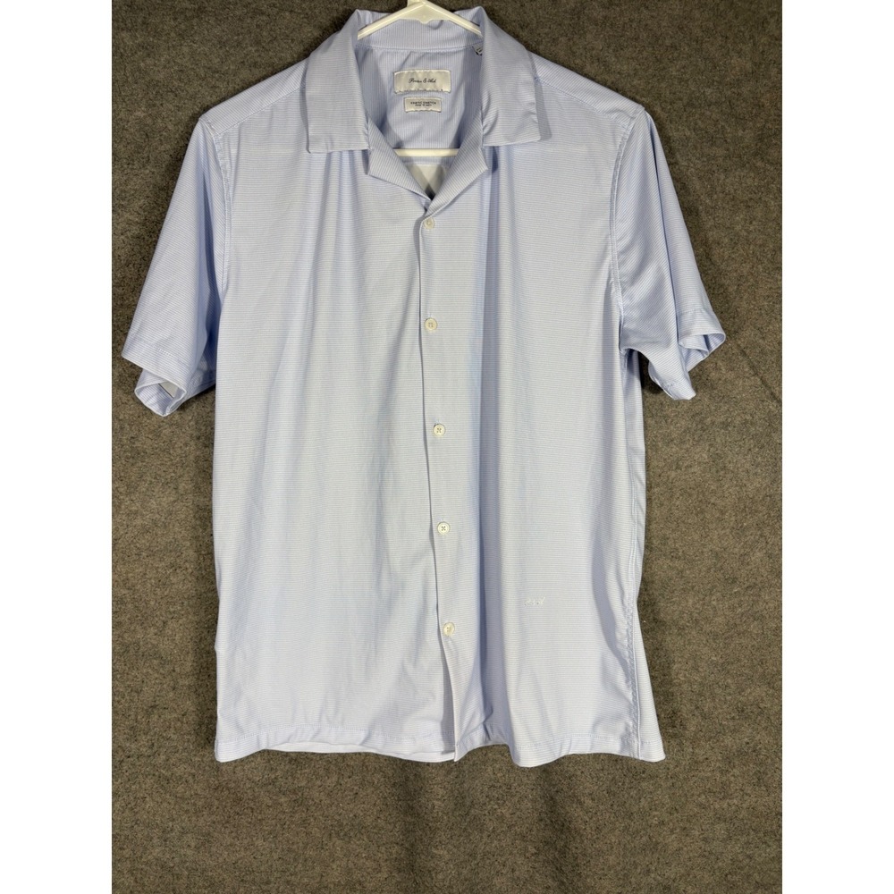 Porter & Ash Mens Kinetic Stretch Short Sleeve Button Down Shirt Blue‎ Small